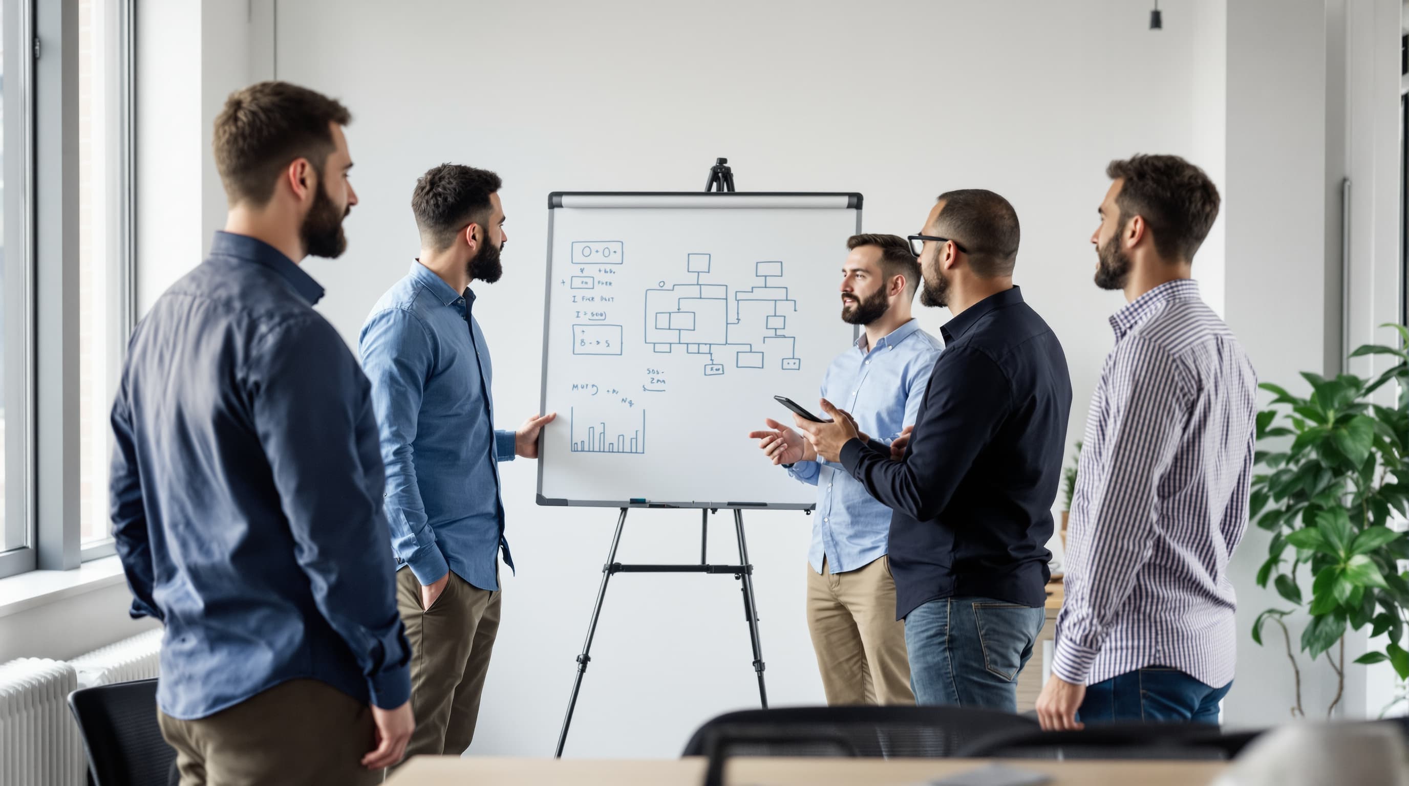 Entwickler-Team bei einem Standup-Meeting